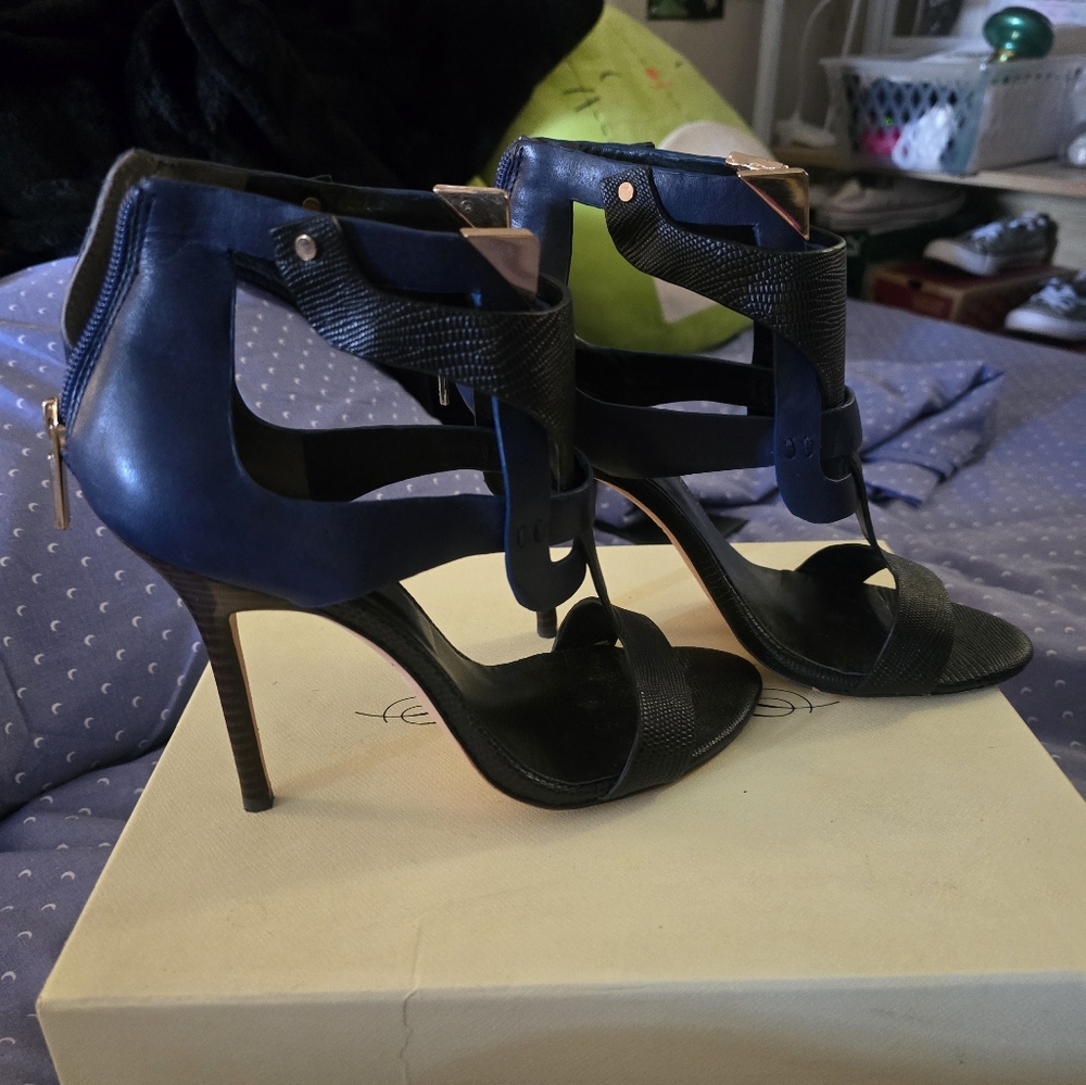 Rachel Roy Elegant Blue and Black Women's Heels